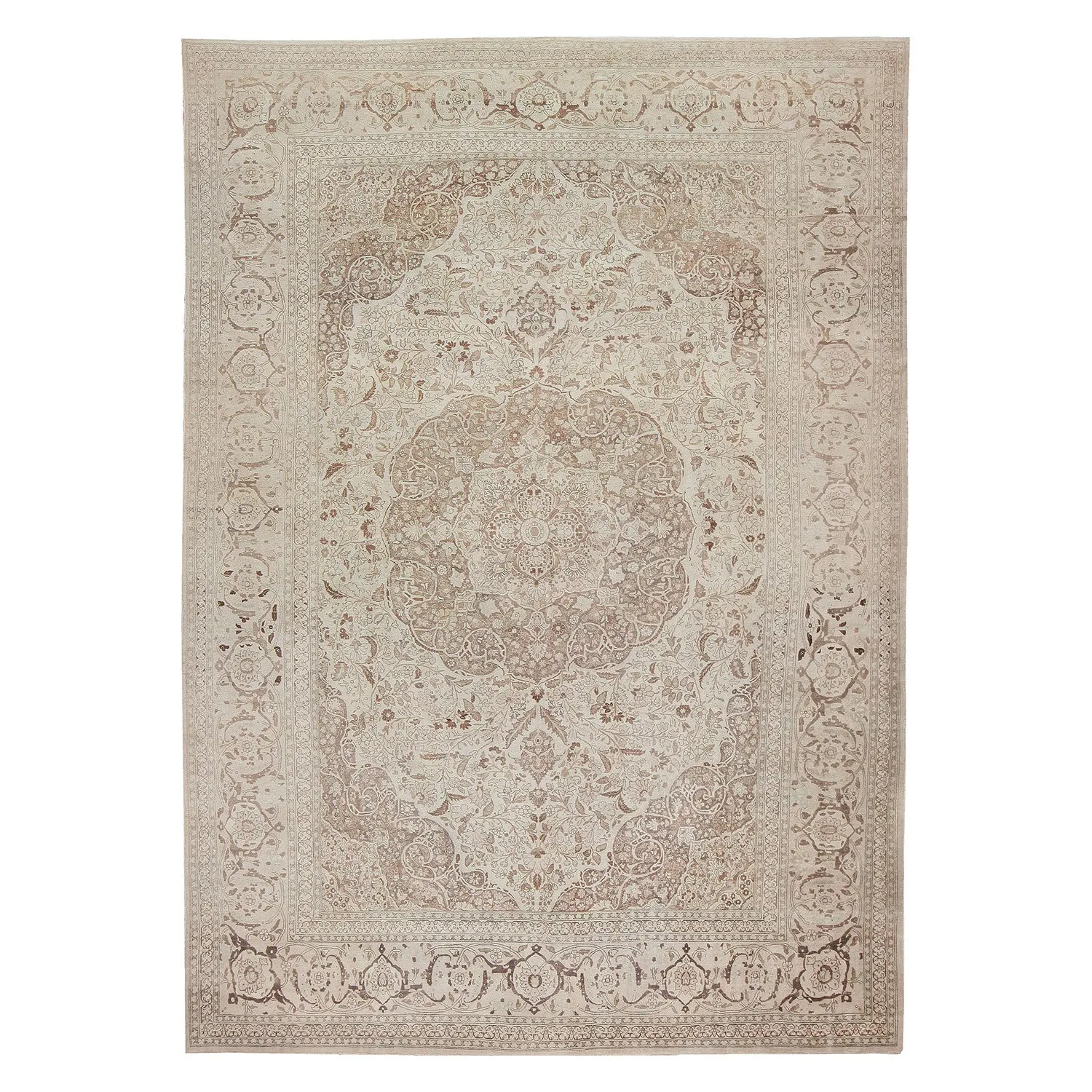 Brown Antique Persian Tabriz Rug - 16'0" x 23'0"