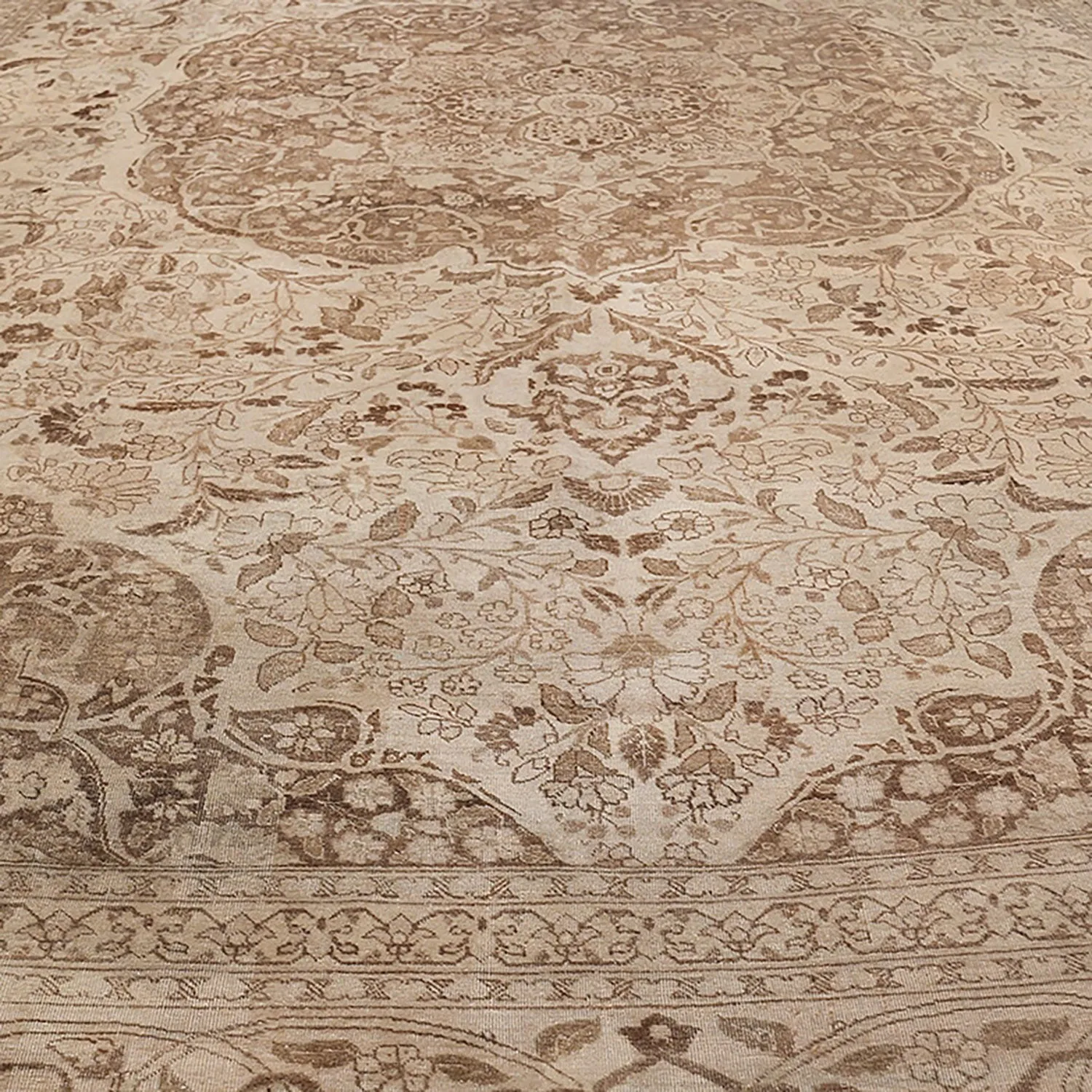 Brown Antique Persian Tabriz Rug - 16'0" x 23'0"