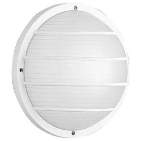 Bulkhead Single-Light Wall/Ceiling Mount Lighting Fixture with Grid