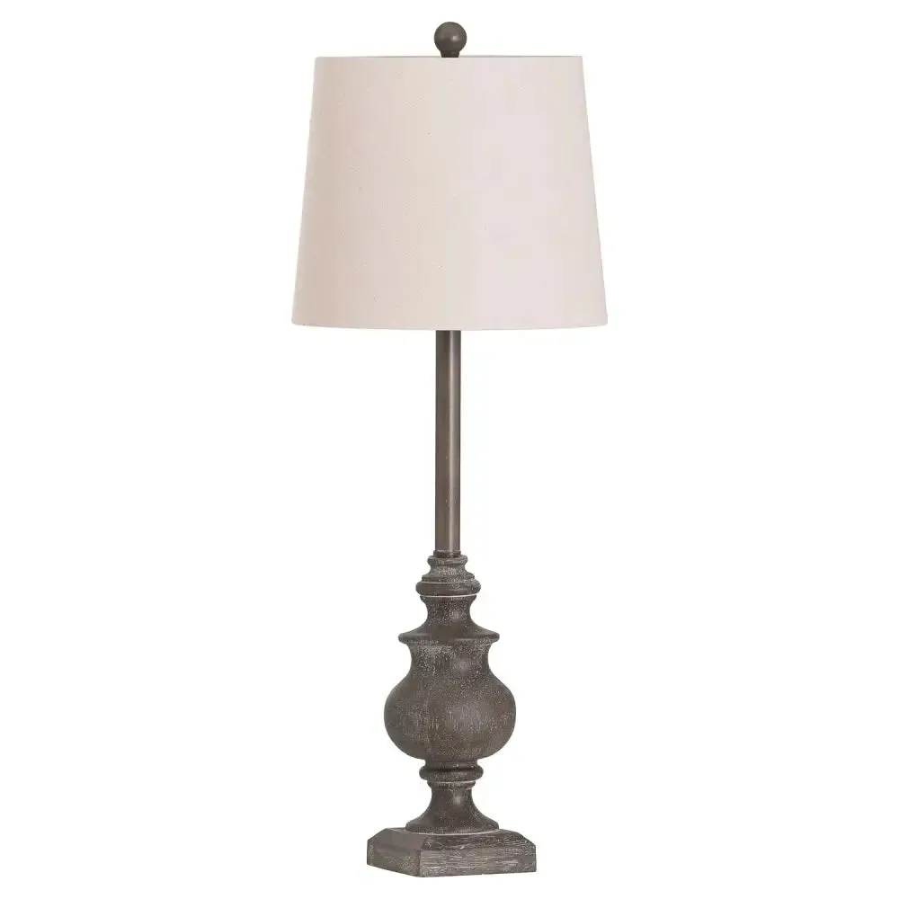 Calven Grey Base Table Lamp With Natural Shade 30 x 30 x 82cm