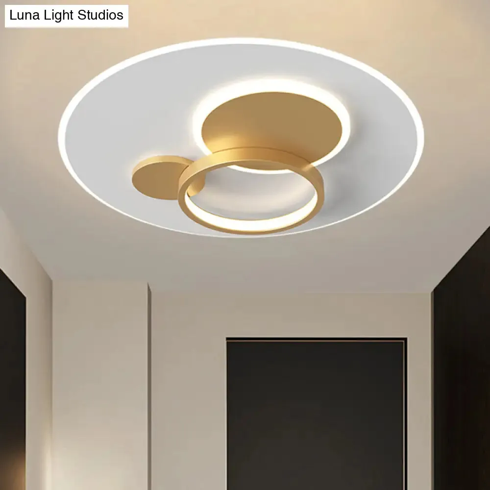 Circle Flush Mounted LED Light Fixture - 16"/19.5" Diameter, Simple Metal Design, Black/Gold Finish, Warm/White Illumination