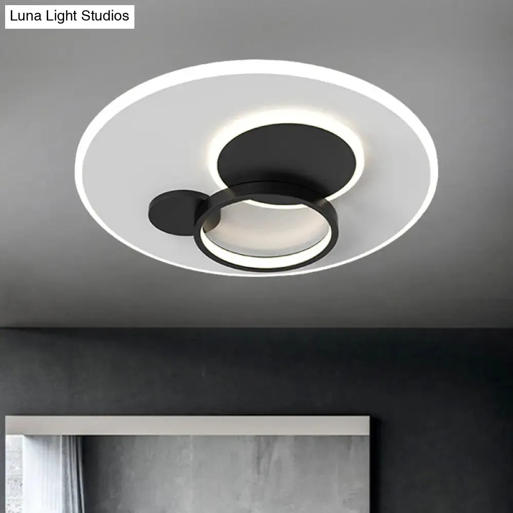 Circle Flush Mounted LED Light Fixture - 16"/19.5" Diameter, Simple Metal Design, Black/Gold Finish, Warm/White Illumination