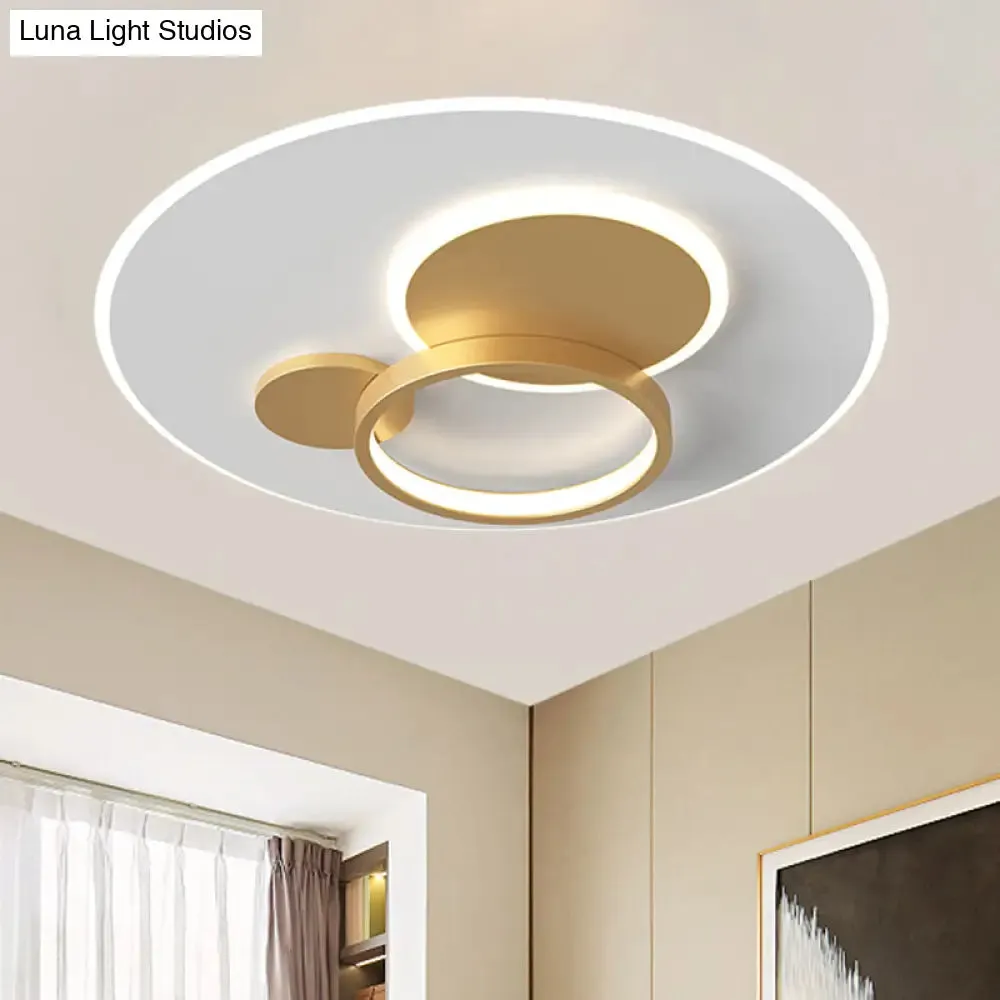 Circle Flush Mounted LED Light Fixture - 16"/19.5" Diameter, Simple Metal Design, Black/Gold Finish, Warm/White Illumination