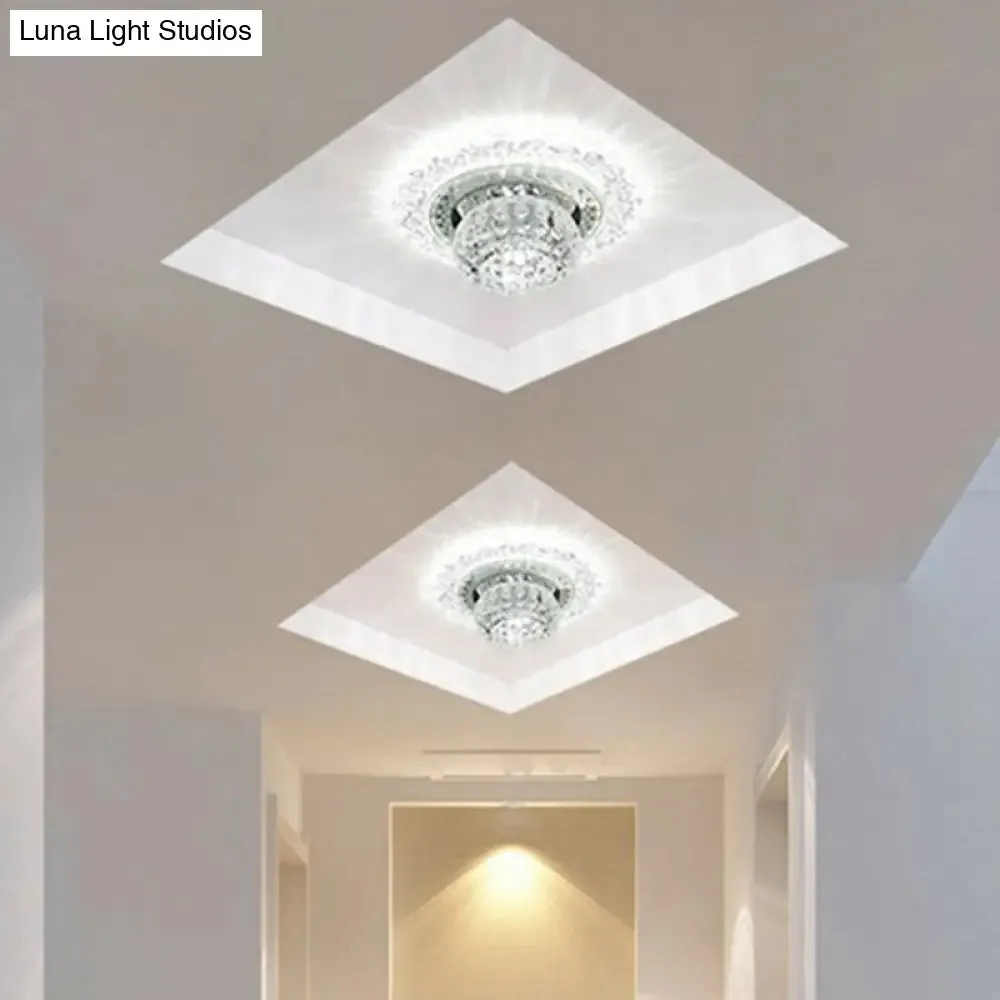 Clear Crystal LED Flush-Mount Ceiling Light Fixture for Aisle with Modernist Design