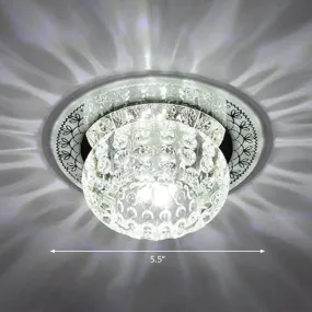 Clear Crystal LED Flush-Mount Ceiling Light Fixture for Aisle with Modernist Design