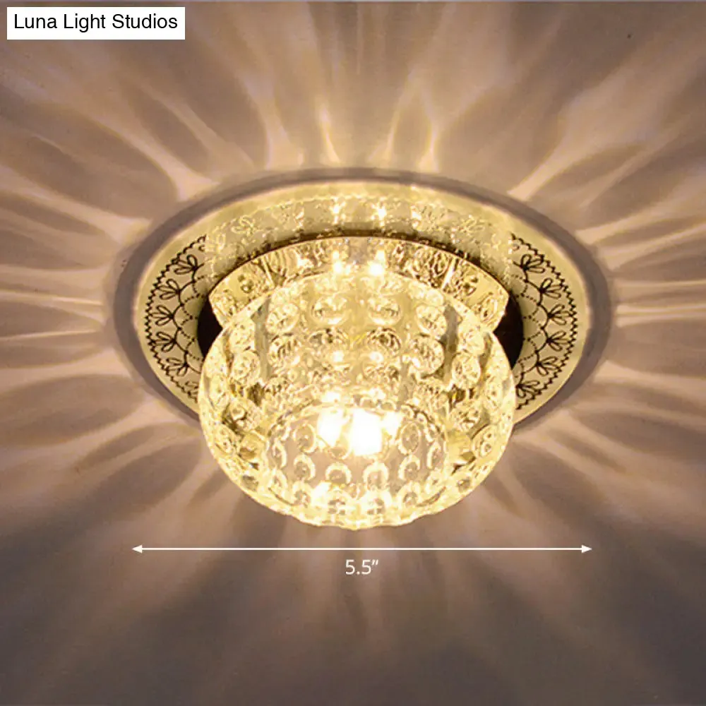 Clear Crystal LED Flush-Mount Ceiling Light Fixture for Aisle with Modernist Design