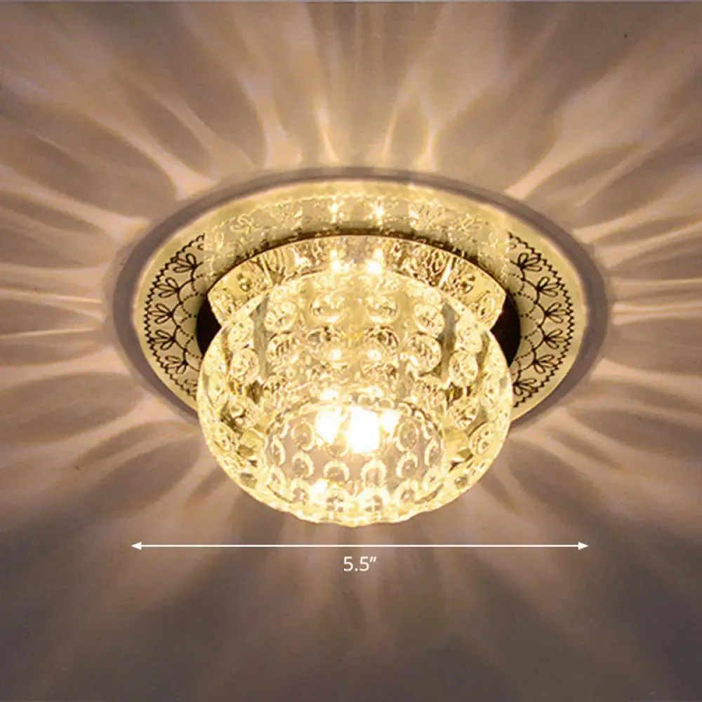 Clear Crystal LED Flush-Mount Ceiling Light Fixture for Aisle with Modernist Design