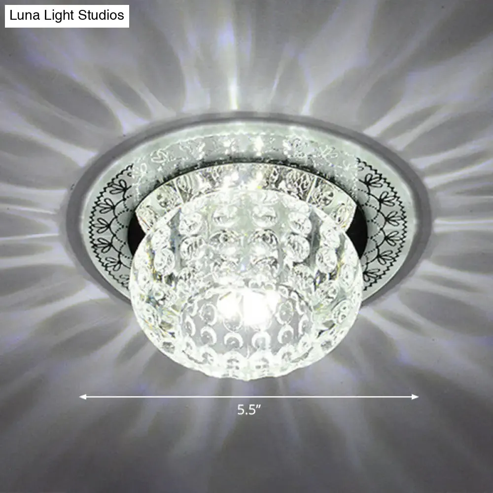 Clear Crystal LED Flush-Mount Ceiling Light Fixture for Aisle with Modernist Design