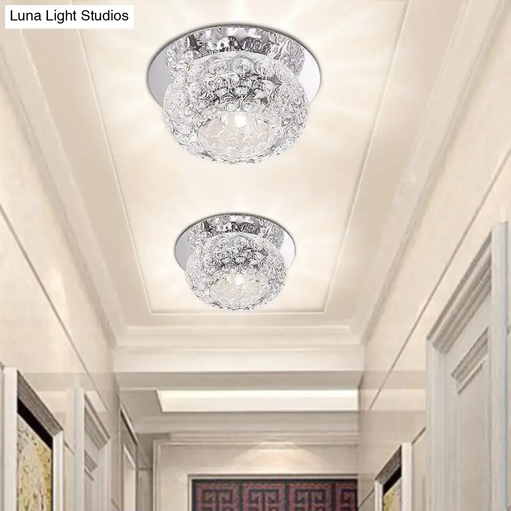 Clear K9 Crystal Doughnut Corridor LED Flush Mount Ceiling Light - Simplicity in Style