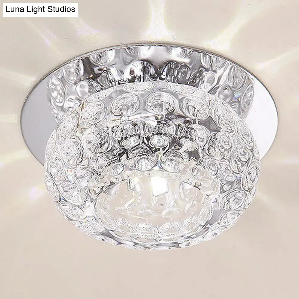 Clear K9 Crystal Doughnut Corridor LED Flush Mount Ceiling Light - Simplicity in Style