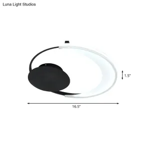 Contemporary LED Bedroom Ceiling Flush Mount with Acrylic Shade in Black, 16.5"/20.5" Wide