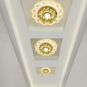 Contemporary LED Crystal Flush Ceiling Light with Floral Corridor Design - Clear