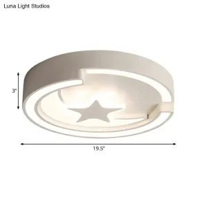 Contemporary Star Metal LED Flushmount Ceiling Light in White - 16"/19.5" Diameter