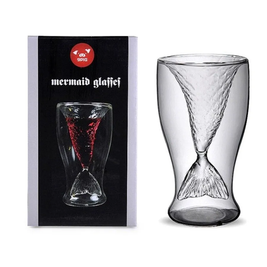 Creative 3D Crystal Mermaid Cup Glass Mug Vodka Shot Drinking Bar Party Cup Drinkware Double Wall Glass