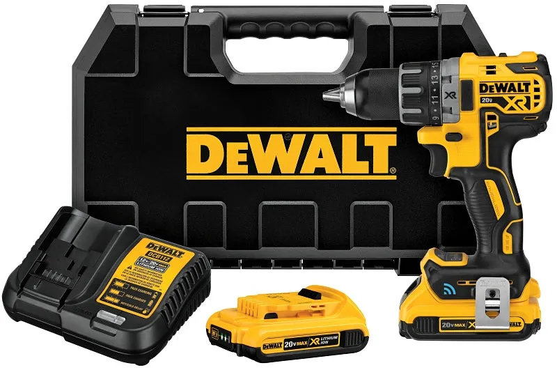 DeWALT TOOL CONNECT DCD797D2 Compact Hammer Drill Kit, Battery Included, 20 V, 2 Ah, 1/2 in Chuck, Keyless Chuck :EA: QUANTITY: 1