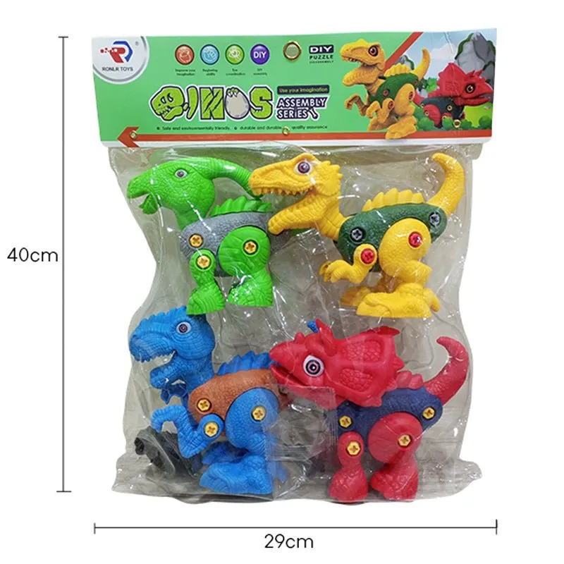 Dinosaur Assemble Play With Plastic Screw Driver | 4 Pcs