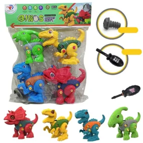 Dinosaur Assemble Play With Plastic Screw Driver | 4 Pcs