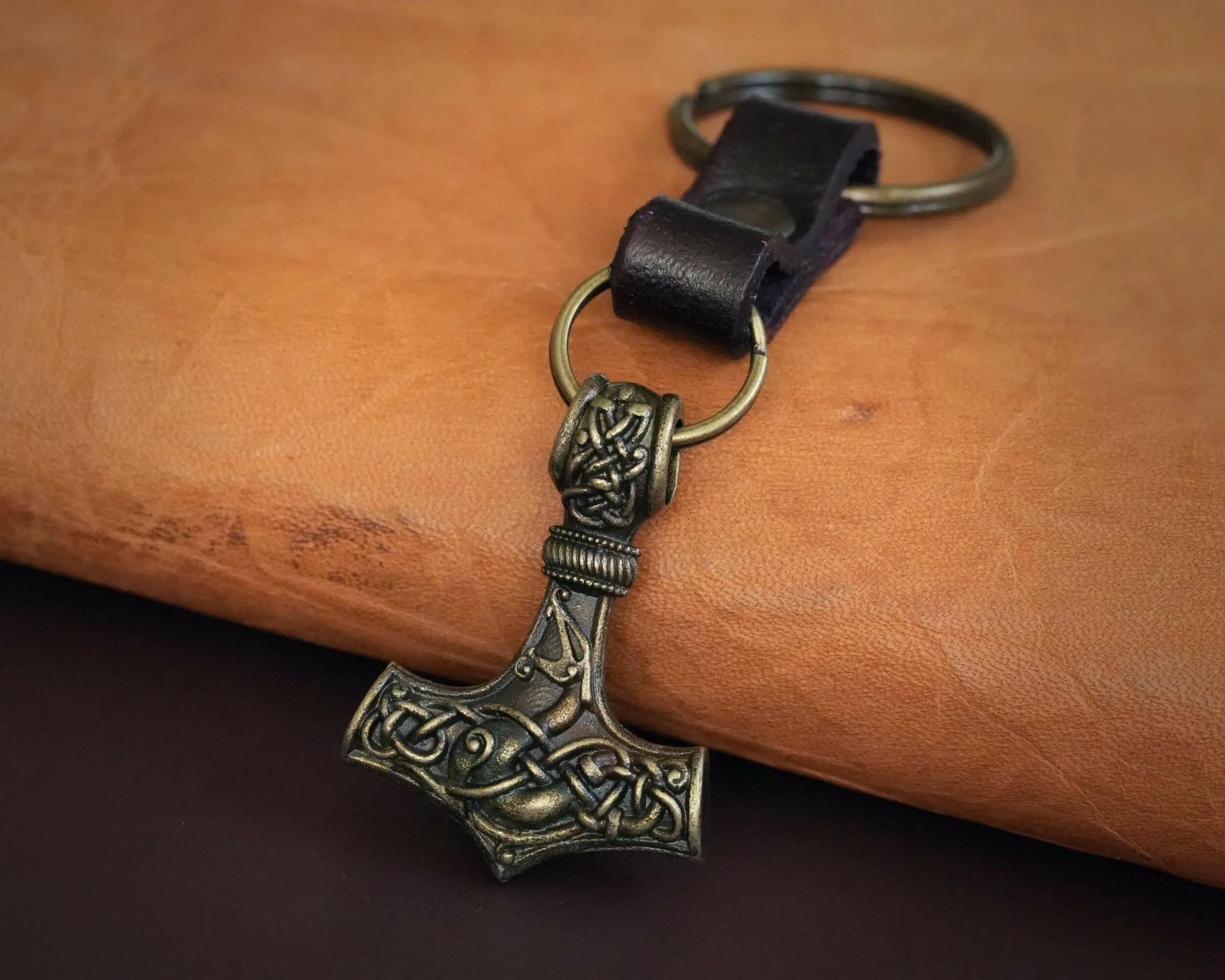 Double-Sided Viking Dragon Thors Hammer Thor Mjölnir Mjolnir Keychain Pendant Jewelry Charm For Men and Women