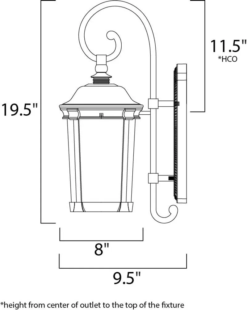 Dover DC 19.5" Single Light Outdoor Wall Mount in Bronze