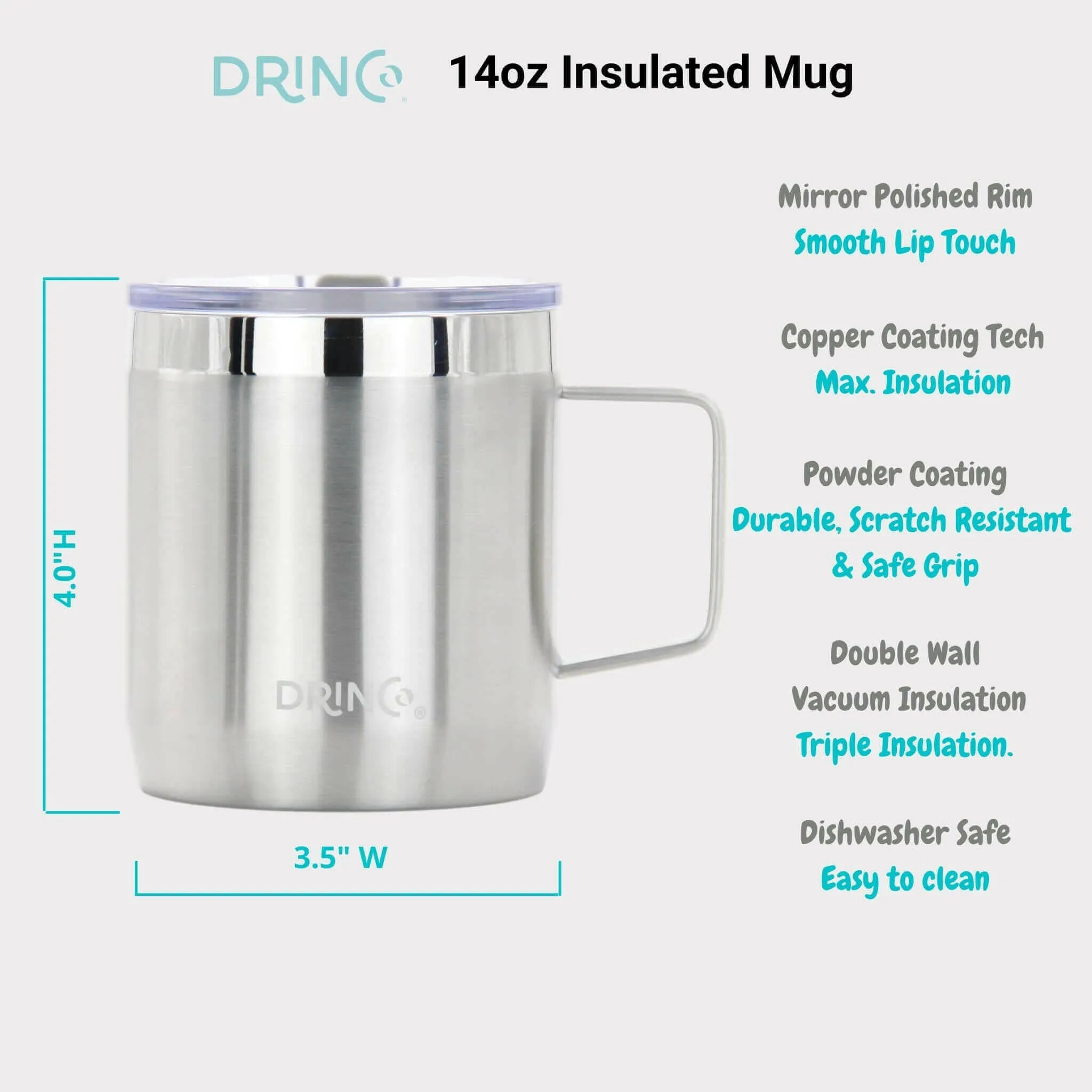 DRINCO® 14 oz Coffee Mug Vacuum Insulated Camping Mug Double Wall