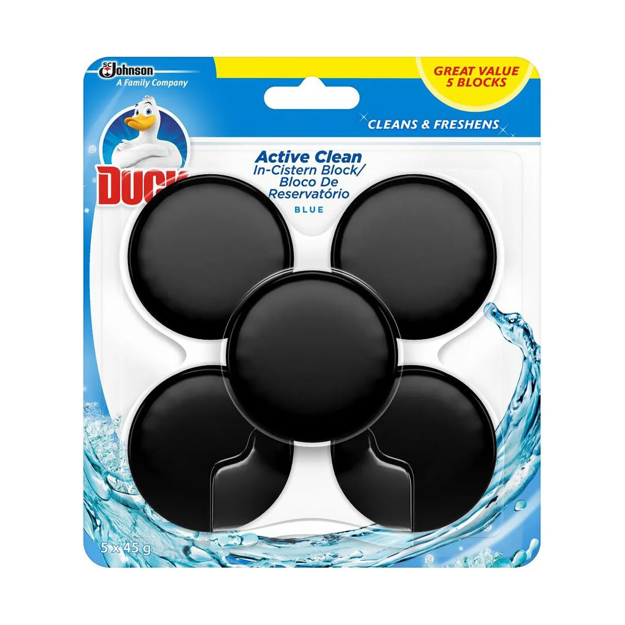 Duck 3-In-1 Active Clean In-Cistern Block 5 x 45g