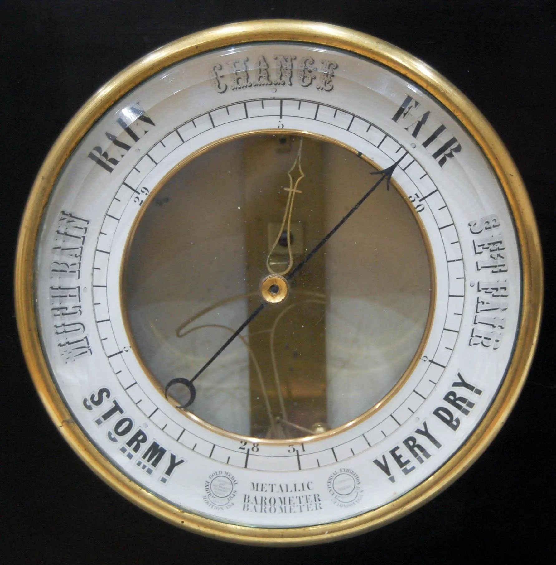 Early Bourdon Aneroid Mantel Barometer in Ebonised Wood Case