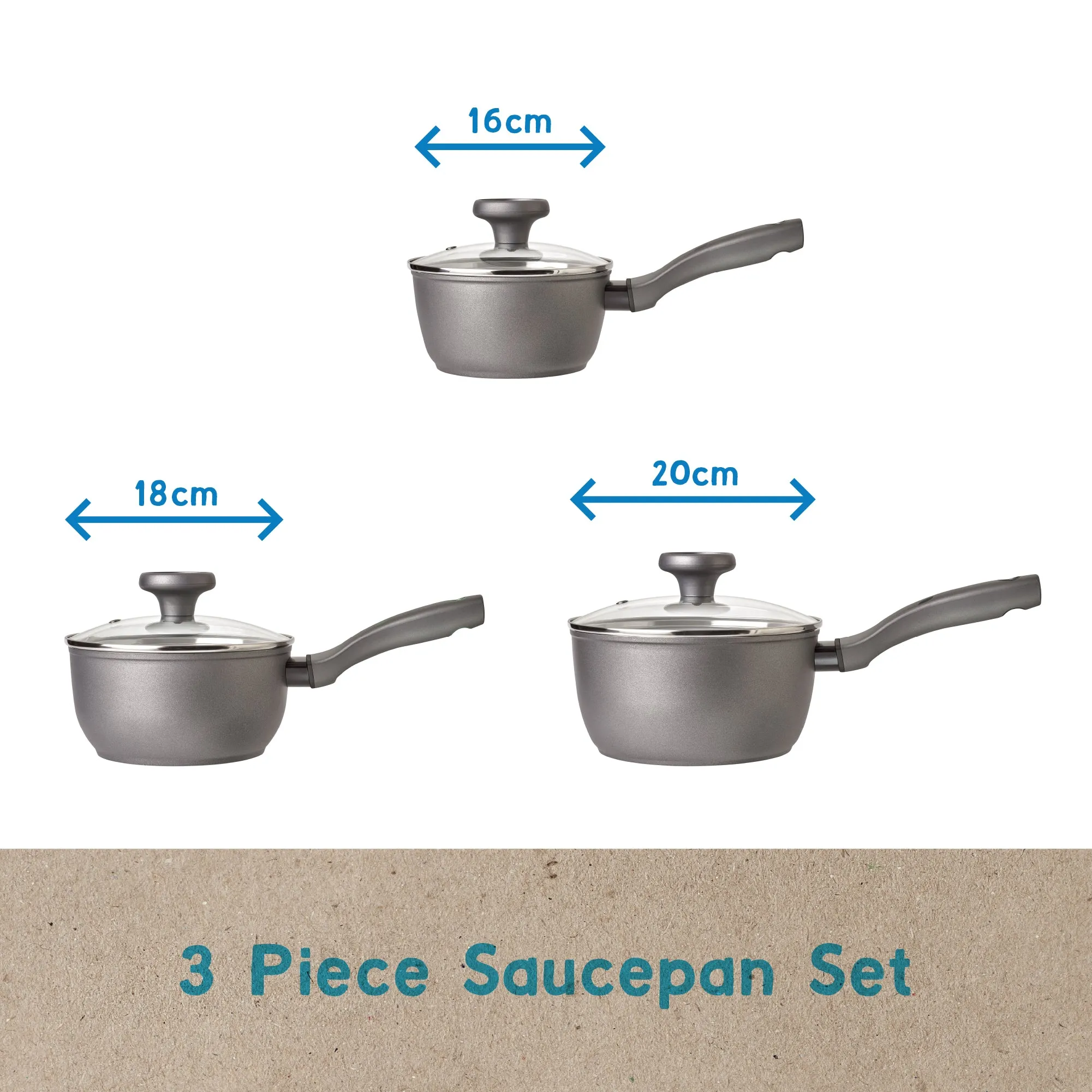 Earth Pan 3 Piece Ceramic Non-Stick Saucepan Set