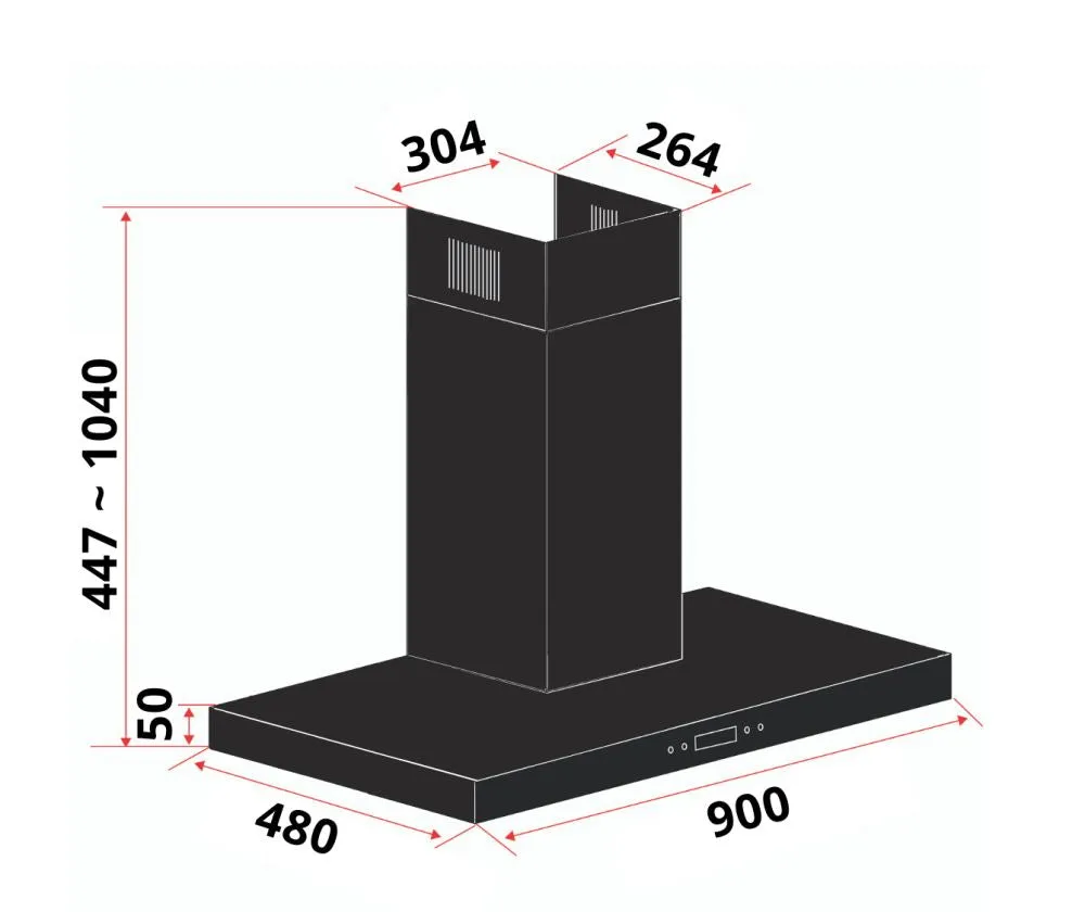 EF 90cm Chimney Hood CK FINO PLUS BK