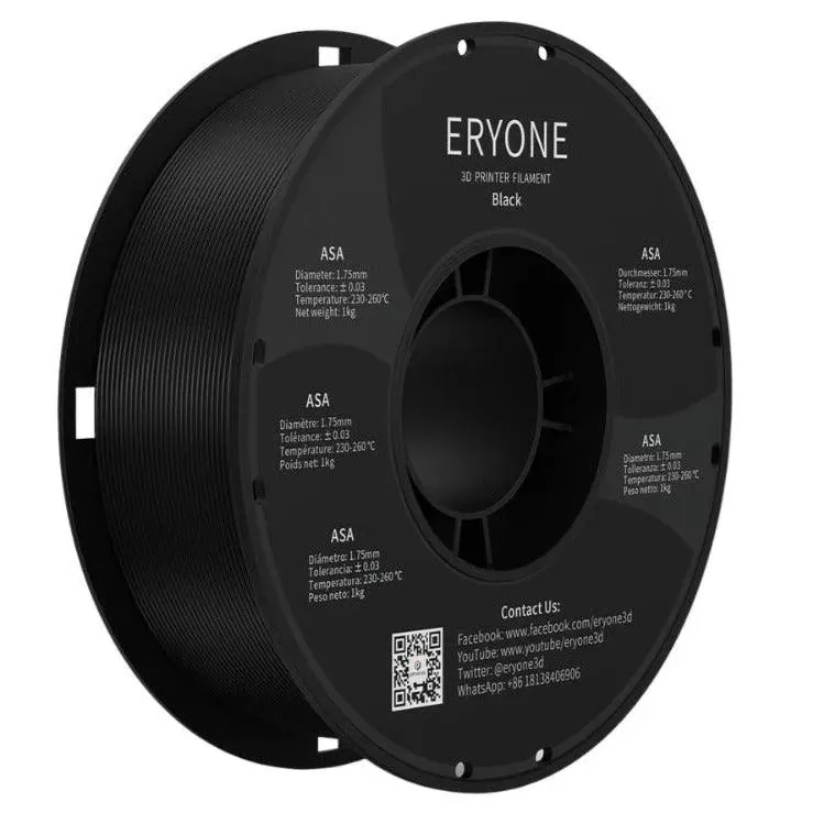 ERYONE ASA 1.75mm 1kg 3D Printing Filament: UV Resistant Superior to ABS Ideal For Hard Wearing Prints And Outdoor Prints