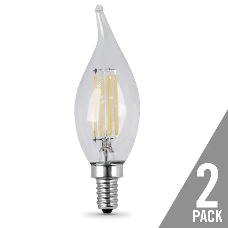 Feit CA10 (Flame Tip) E12 (Candelabra) LED Bulb Soft White 25 Watt Equivalence 2 pk