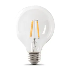 Feit Electric BPG2560/927CA/FIL LED Bulb, Globe, G25 Lamp, 60 W Equivalent, E26 Lamp Base, Dimmable, Clear