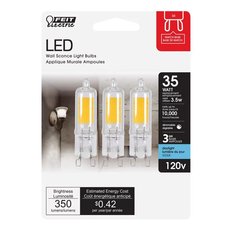 Feit LED Specialty T4 G9 LED Bulb Daylight 35 Watt Equivalence 3 pk