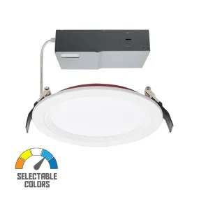 Fire Rated 6 Inch Canless LED Recessed Light, 1050 Lumens, Selectable CCT, Baffle Trim