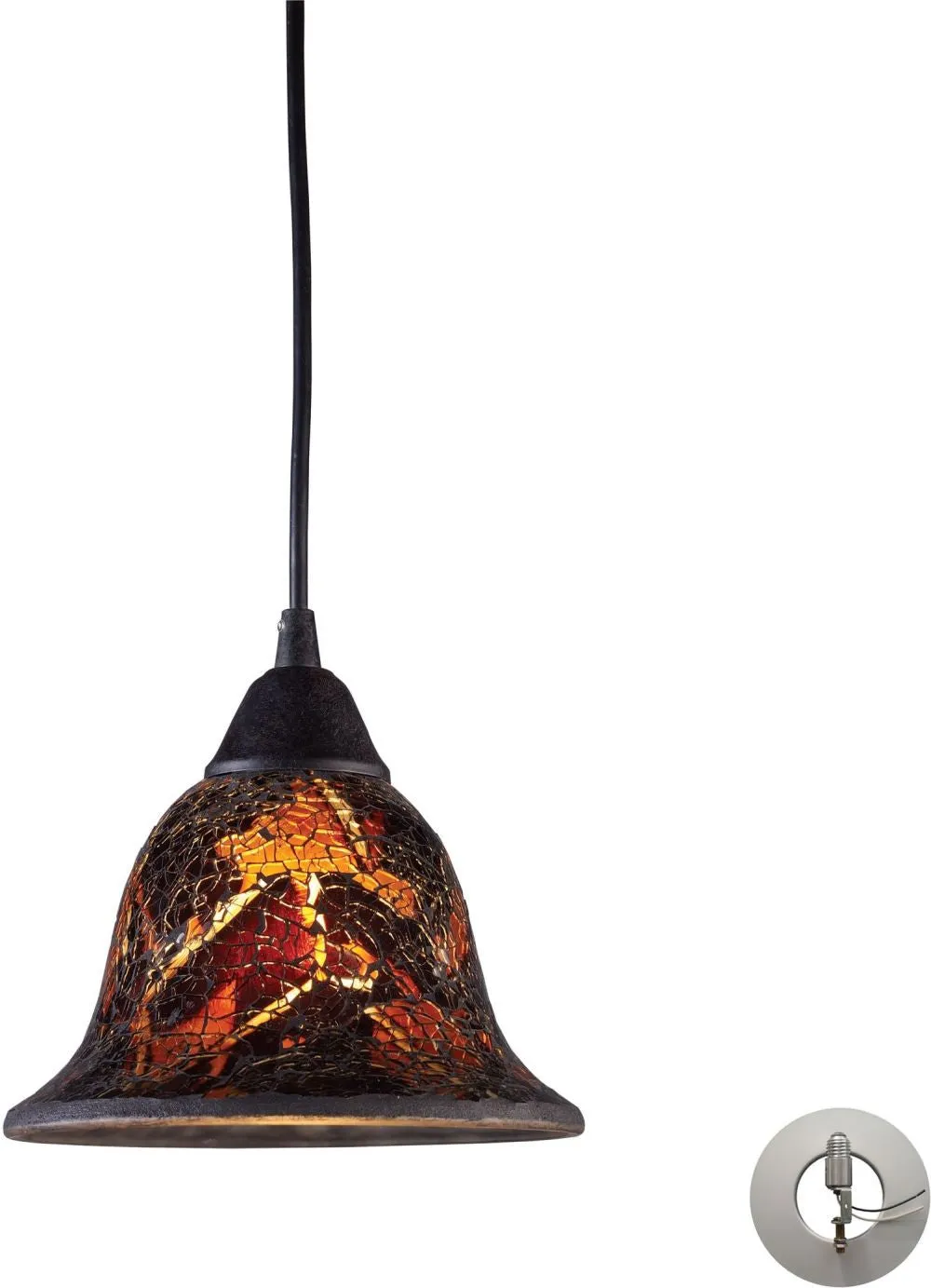 Firestorm 1 Light Pendant In Dark Rust - Includes Recessed Lighting Kit