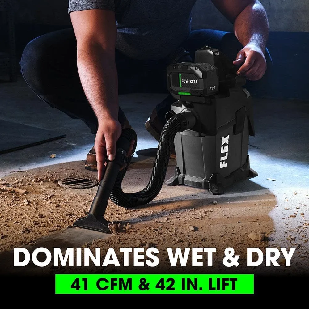 Flex FX5221-Z 1.6 gal Dry 0.8 gal Wet 41 cfm HEPA Brushless Wet/Dry Vacuum (Tool Only)