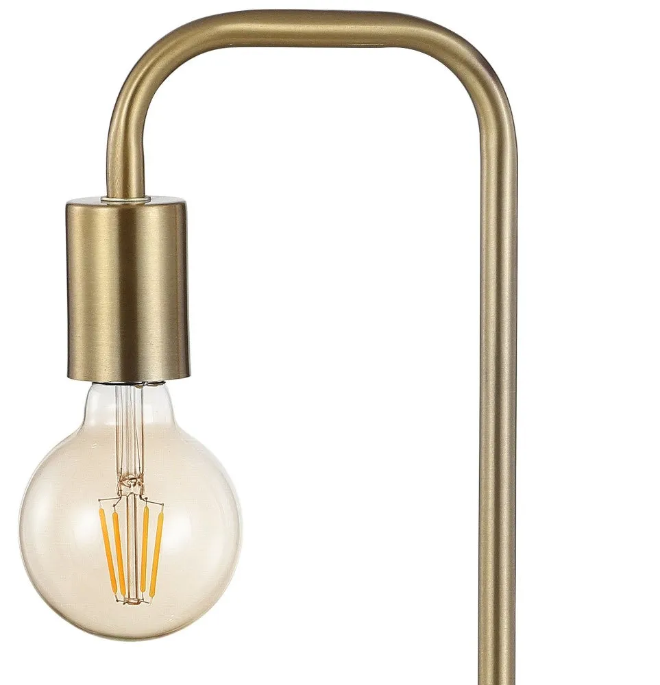 Fruitu 20.5" Minimalist Glam Gold Pipe Metal/Marble LED Table Lamp