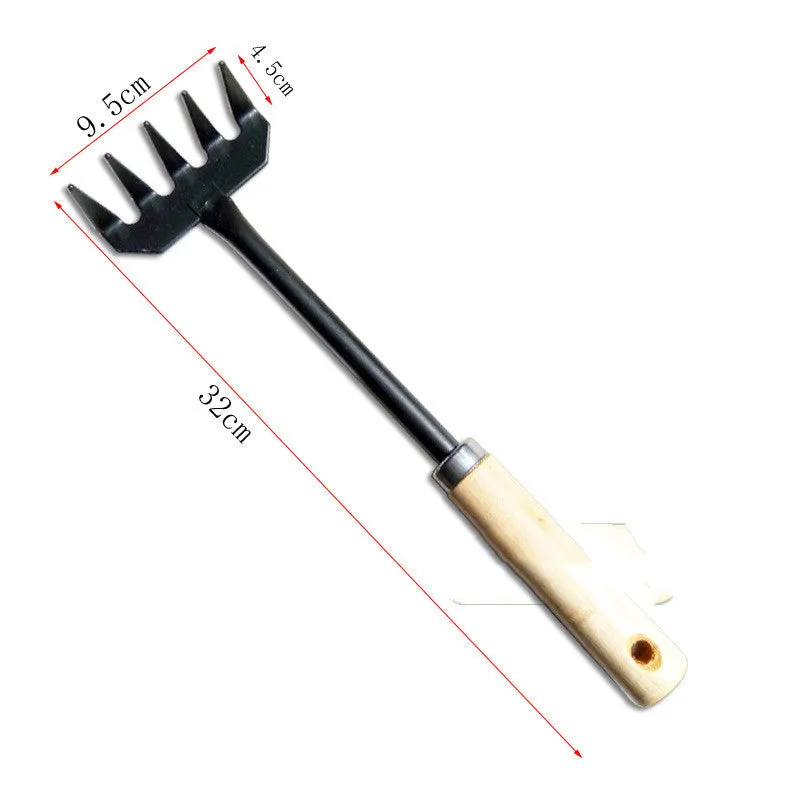 Garden Garden Tools Wooden Handle Rake Five Tooth Rake