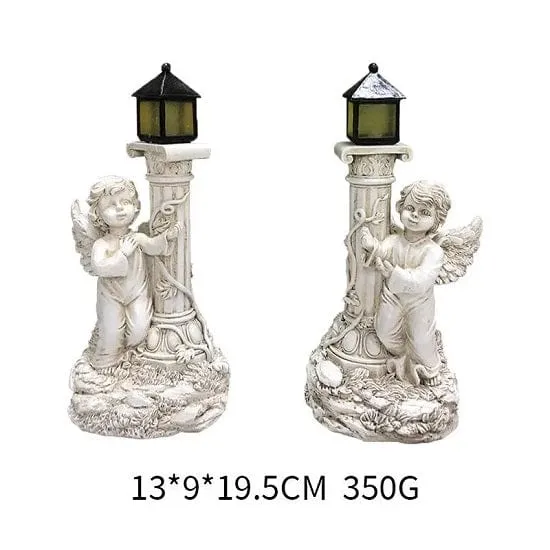 Garden Outdoor Landscape Solar Lighting Angel with Roman Column