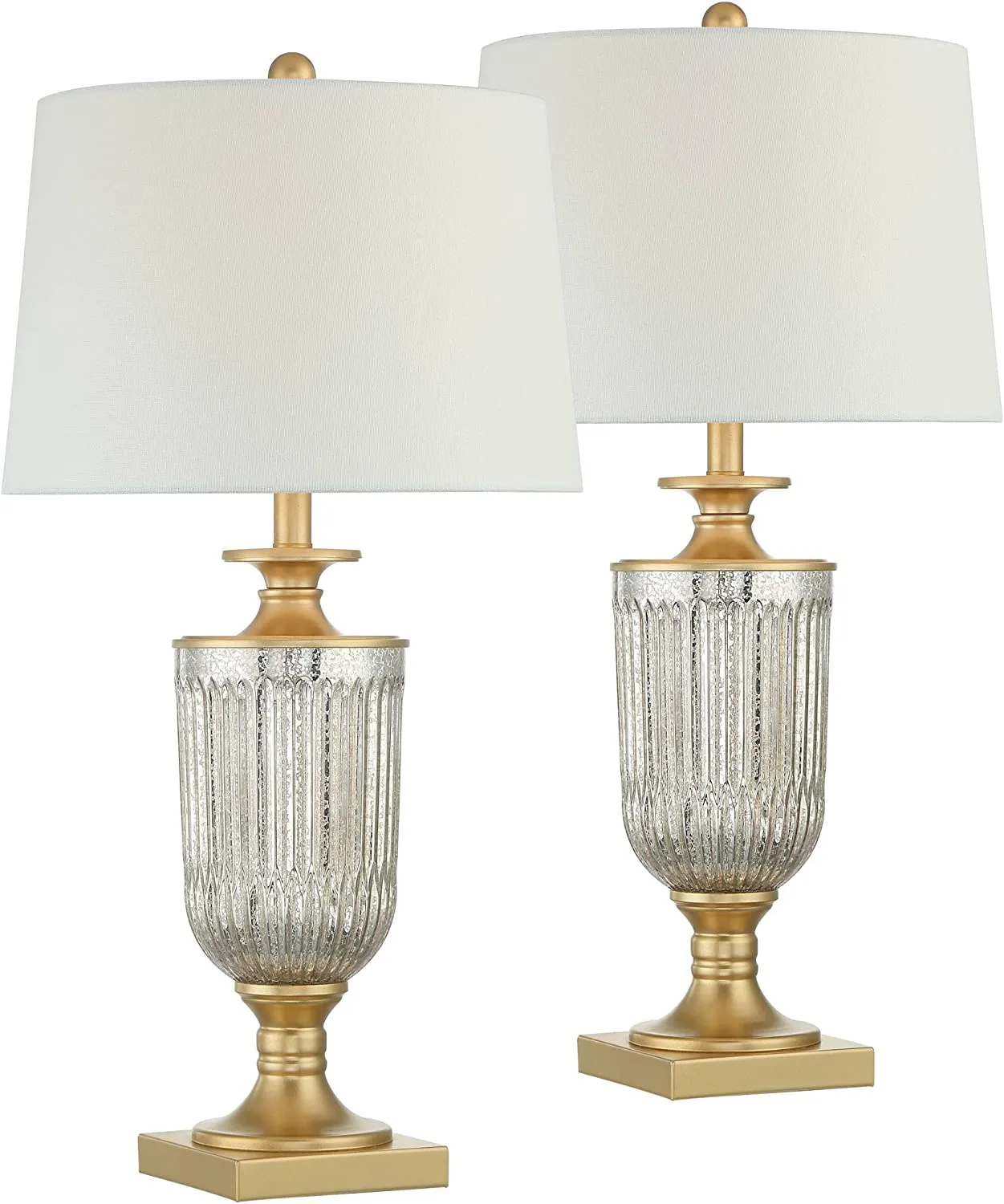 Glam Style Table Lamps 28.5" Tall Set of 2 Pedestal Gold