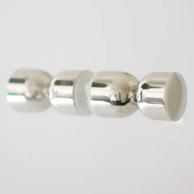 Glass Shower "Double Cup" Round Polished Nickel Back to Back Door Knob