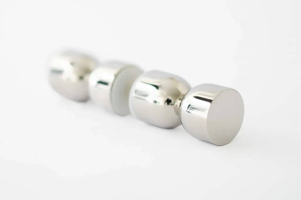 Glass Shower "Double Cup" Round Polished Nickel Back to Back Door Knob