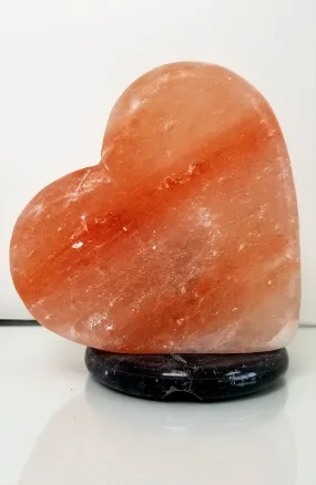 Himalayan Salt Lamp ~ Carved 6" Heart with Marble Base