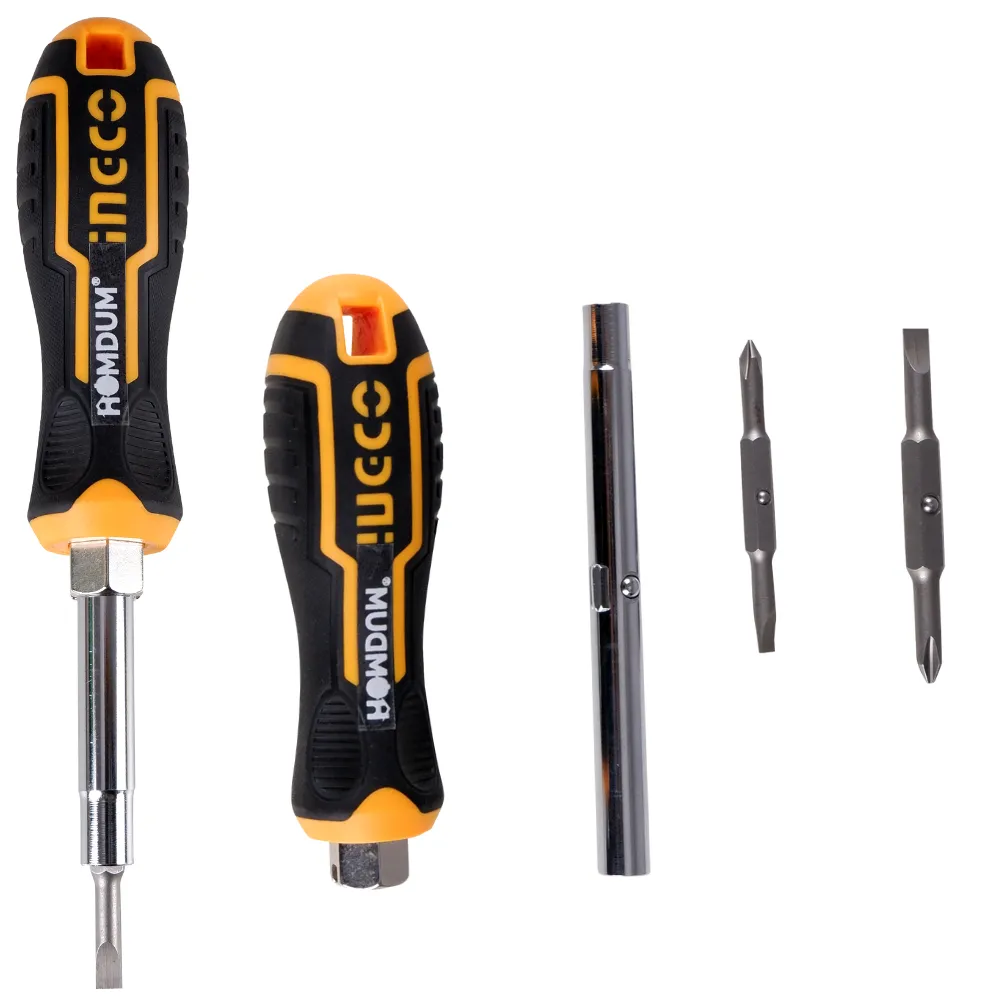 Homdum Ingco 6 IN 1 Screwdriver AKISD0608 with 1pc Interchangeable Anti-Slip Handle and Chrome Vanadium Steel bits.