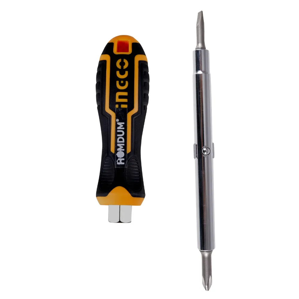 Homdum Ingco 6 IN 1 Screwdriver AKISD0608 with 1pc Interchangeable Anti-Slip Handle and Chrome Vanadium Steel bits.