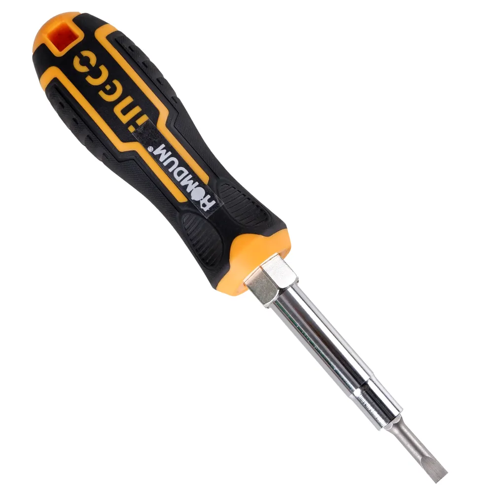 Homdum Ingco 6 IN 1 Screwdriver AKISD0608 with 1pc Interchangeable Anti-Slip Handle and Chrome Vanadium Steel bits.