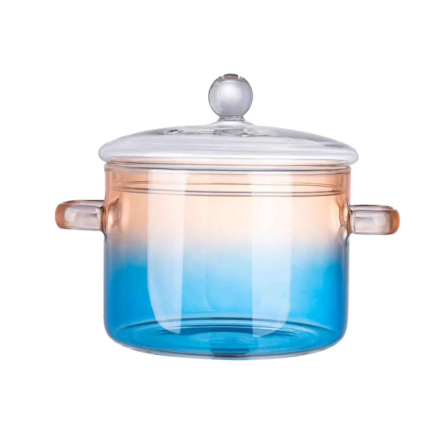 Homestic Borosilicate Glass 1.4L Saucepan with Lid & Handle | Induction Pan Cookware | Handi for Cooking | Microwave Safe | Cooktop for Tea/Milk/Pasta/Noodles/Rice | Blue