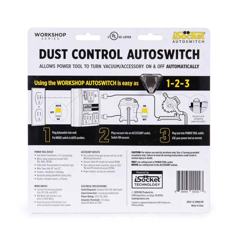 i-Socket Autoswitch Workshop Dust Control Switch Black 1 pk