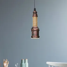 Industrial Rust Metallic Water Pipe Hanging LED Ceiling Pendant Lamp, 7.5"/8.5" High