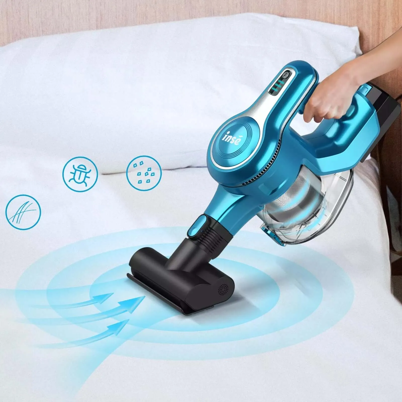 INSE S62 Cordless Vacuum 28Kpa Powerful Suction for Pet Hair Carpets Cleaning