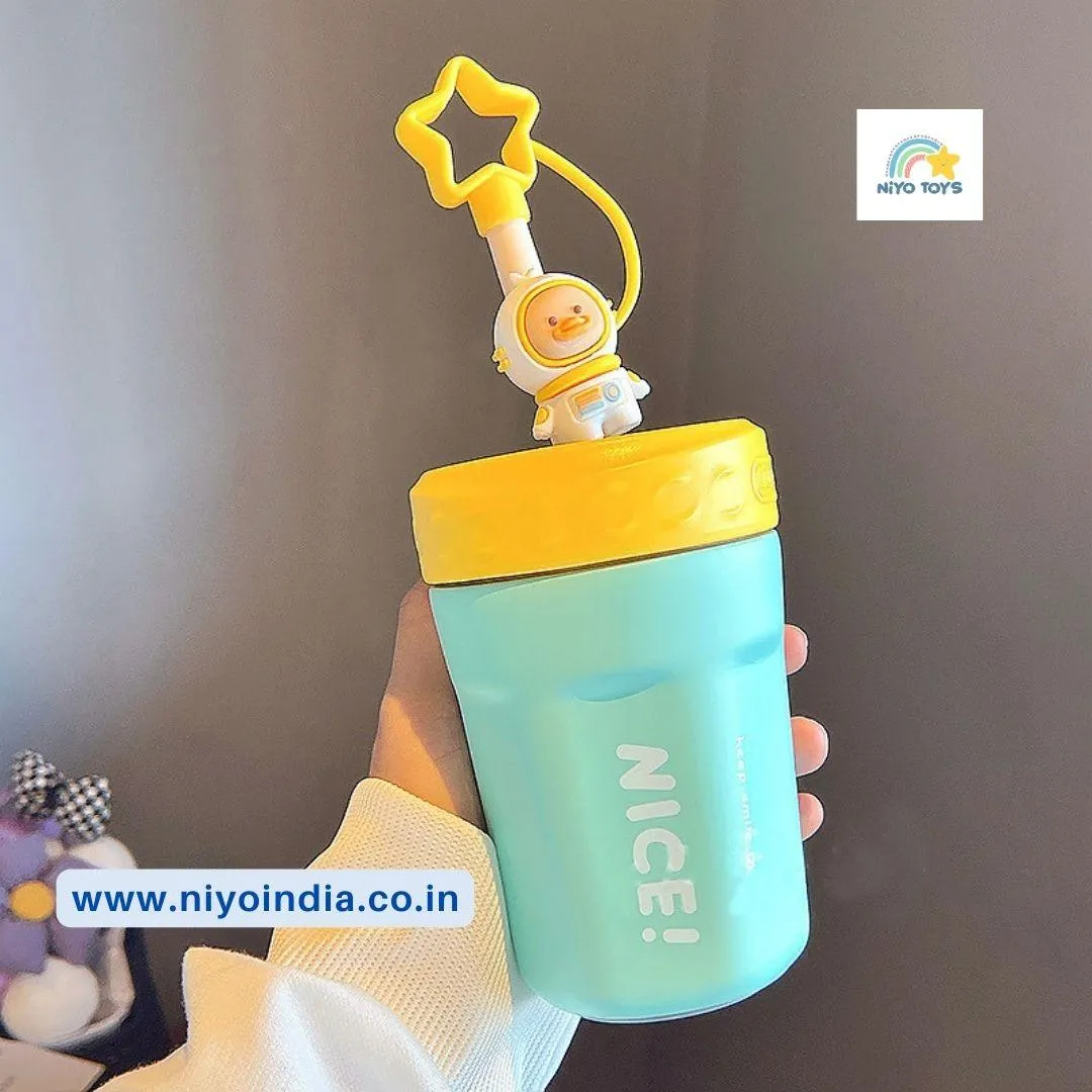 Insulated Stainless Steel Mug for Kids with Star Design Straw | Attractive & Stylish Mug